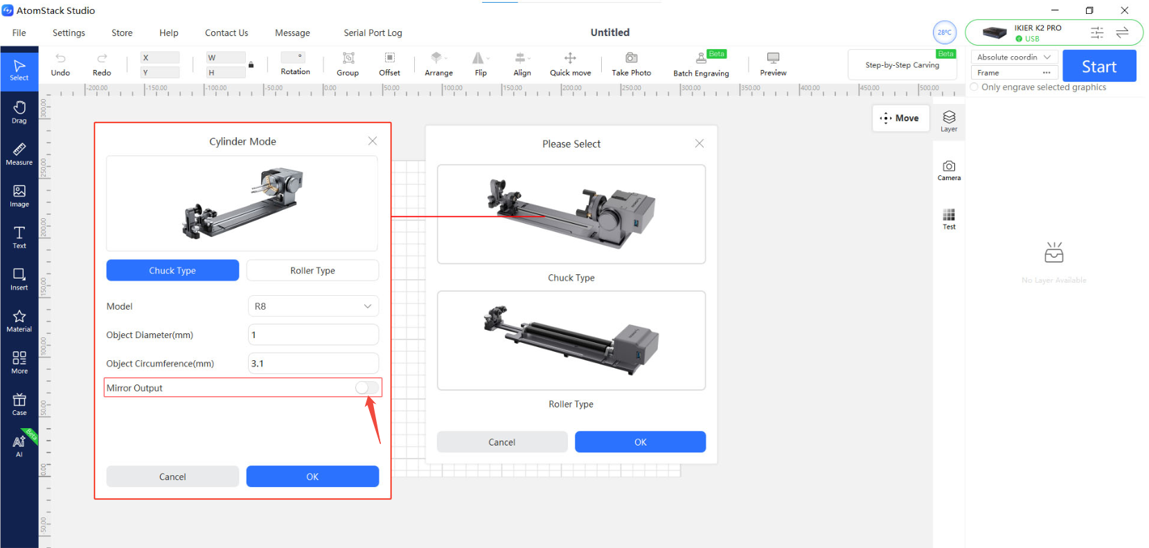 K2 Pro Engraved Output Is Reversed or Mirrored